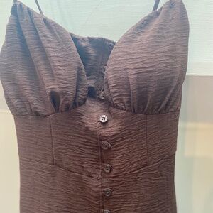 NWT - No Boundaries XXS Brown Woven Midi Dress